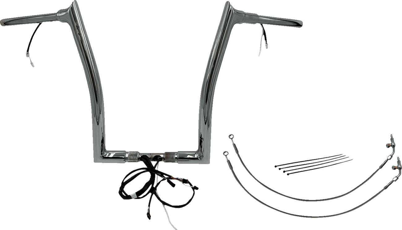 FAT BAGGERS INC. 0601-6197 EZ Install Wired 1-1/2" Pointed Top Handlebar Kit - 16" - Chrome