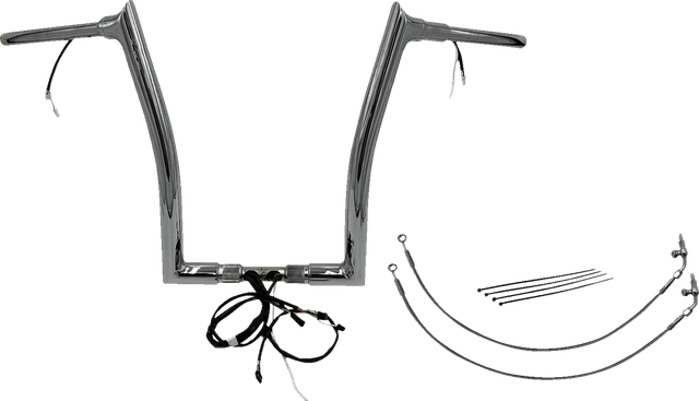 FAT BAGGERS INC. 0601-6197 EZ Install Wired 1-1/2" Pointed Top Handlebar Kit - 16" - Chrome