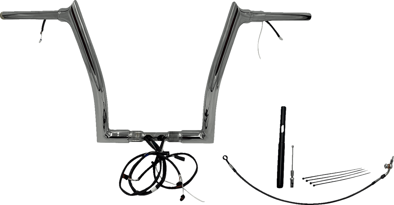 FAT BAGGERS INC. 0601-6201 EZ Install Wired 1-1/2" Pointed Top Handlebar Kit - 14" - Chrome