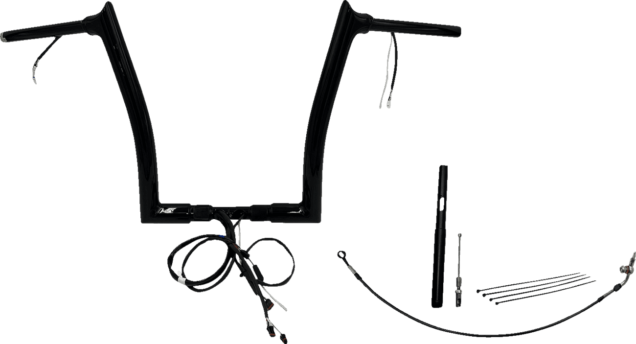FAT BAGGERS INC. 0601-6202 EZ Install Wired 1-1/2" Pointed Top Handlebar Kit - 14" - Black