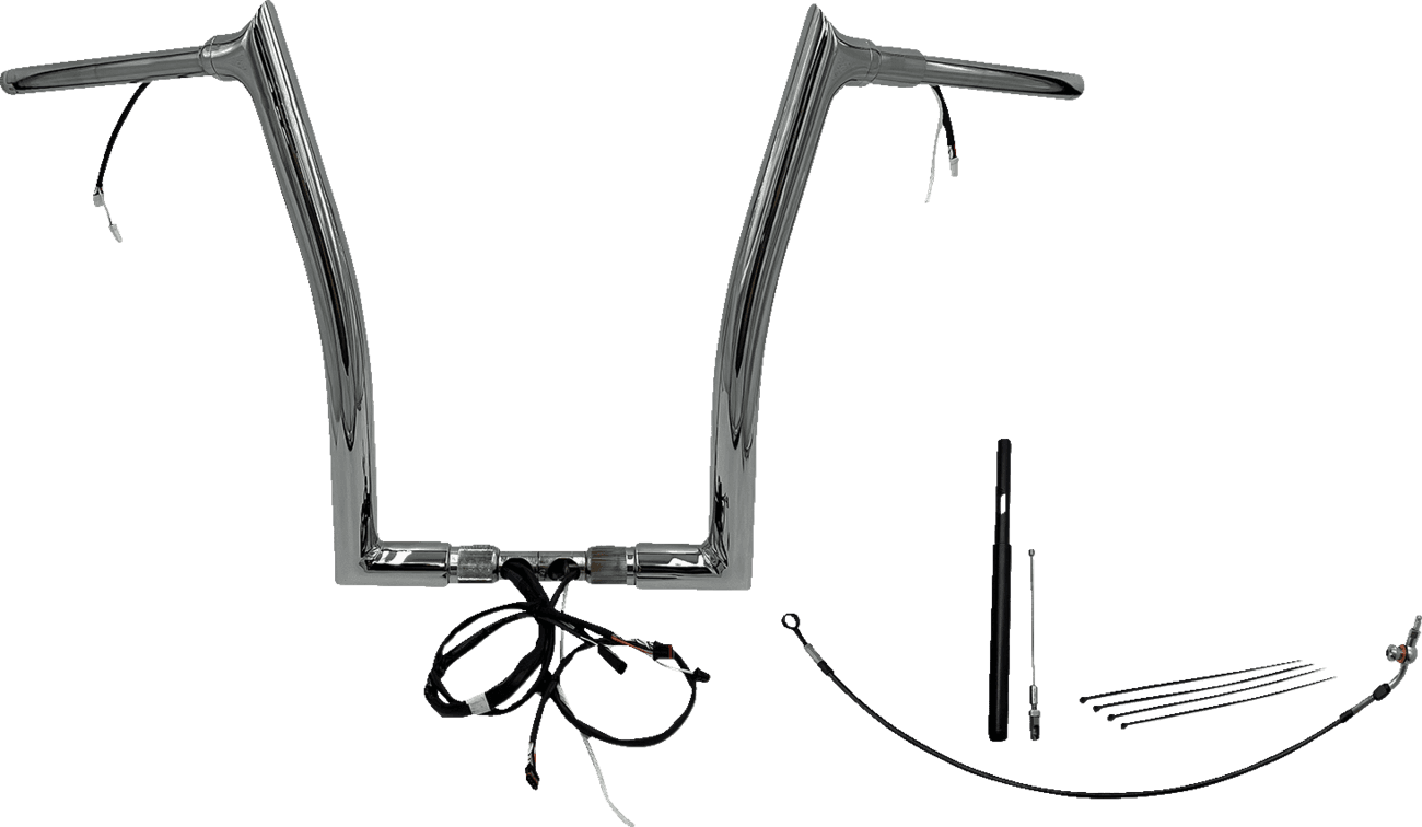 FAT BAGGERS INC. 0601-6203 EZ Install Wired 1-1/2" Pointed Top Handlebar Kit - 16" - Chrome