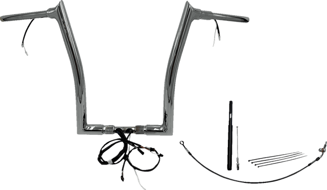 FAT BAGGERS INC. 0601-6203 EZ Install Wired 1-1/2" Pointed Top Handlebar Kit - 16" - Chrome