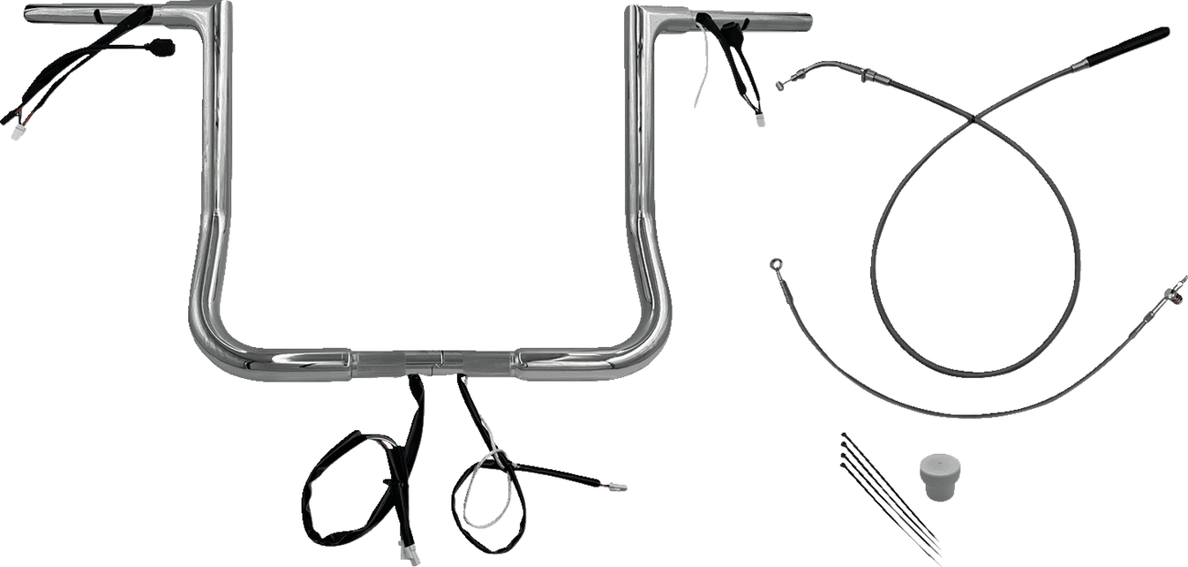 FAT BAGGERS INC. 0601-6822 1-1/4" EZ Install Flat Top Handlebar - 14" - Chrome