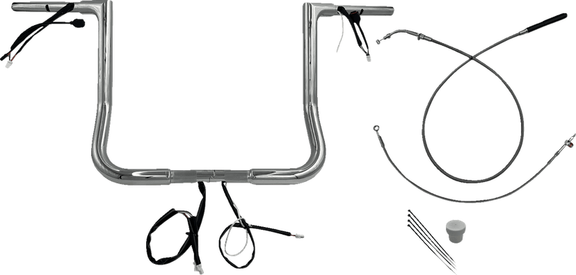 FAT BAGGERS INC. 0601-6822 1-1/4" EZ Install Flat Top Handlebar - 14" - Chrome