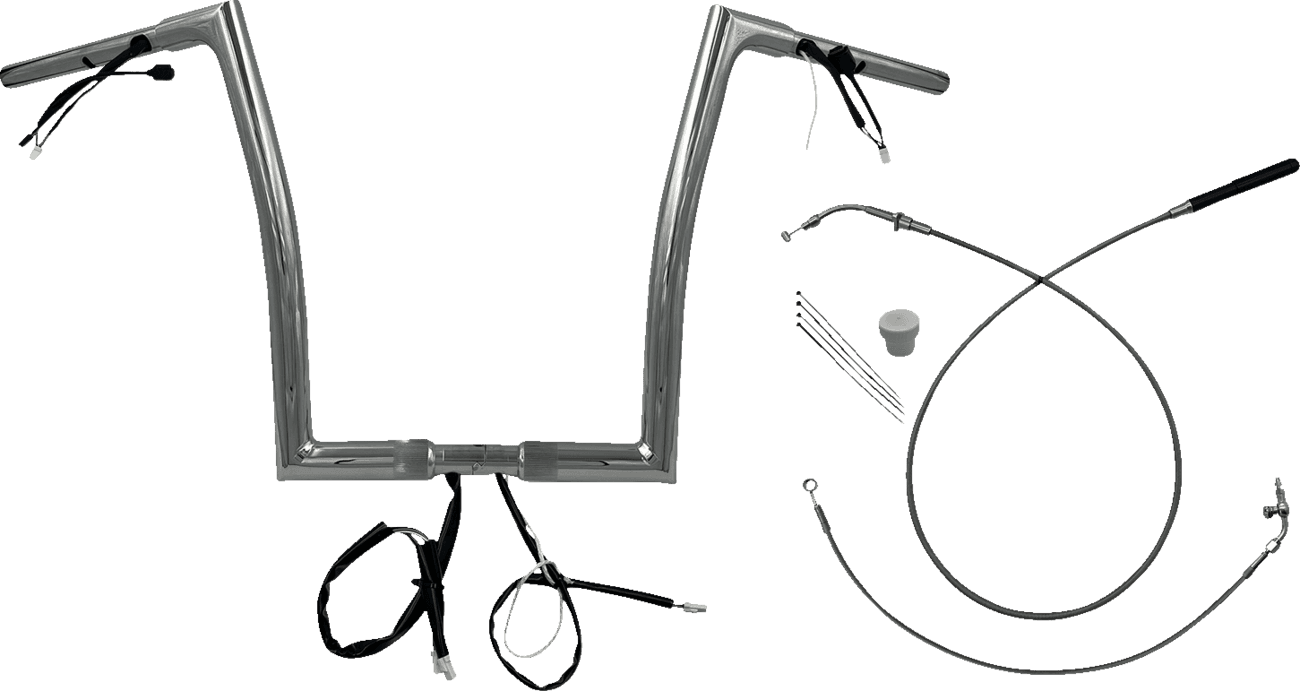 FAT BAGGERS INC. 0601-6824 1-1/4" EZ Install Flat Top Handlebar - 14" - Chrome