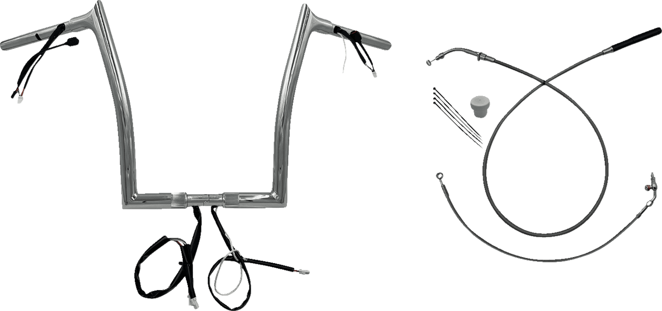 FAT BAGGERS INC. 0601-6834 1-1/4" EZ Install Pointed Top Handlebar - 14" - Chrome