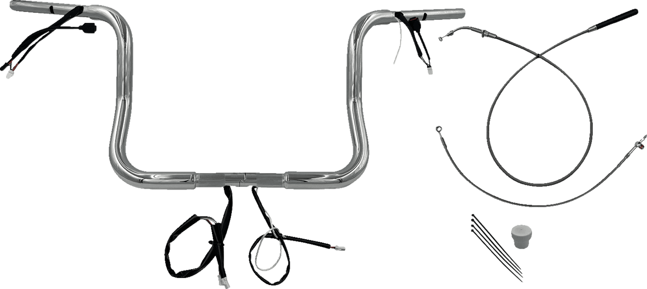FAT BAGGERS INC. 0601-6838 1-1/4" EZ Install Round Top Handlebar - 12" - Chrome