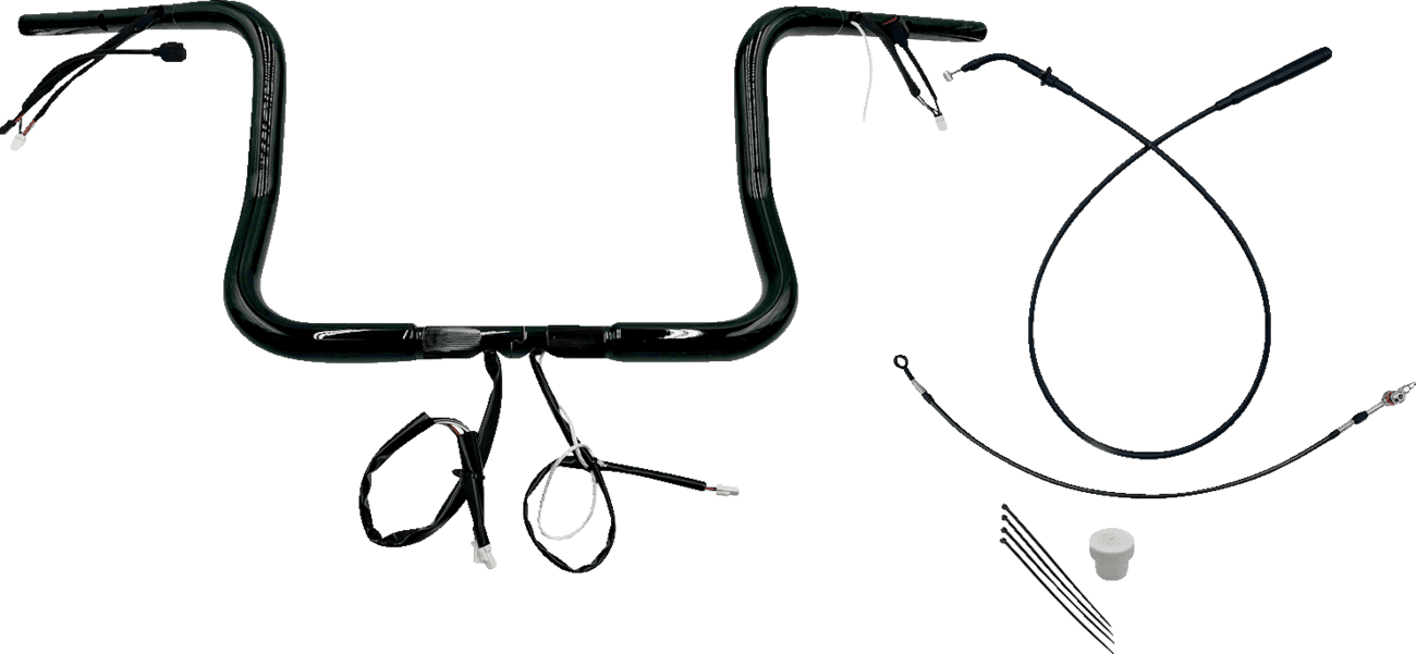 FAT BAGGERS INC. 0601-6839 1-1/4" EZ Install Round Top Handlebar - 12" - Black