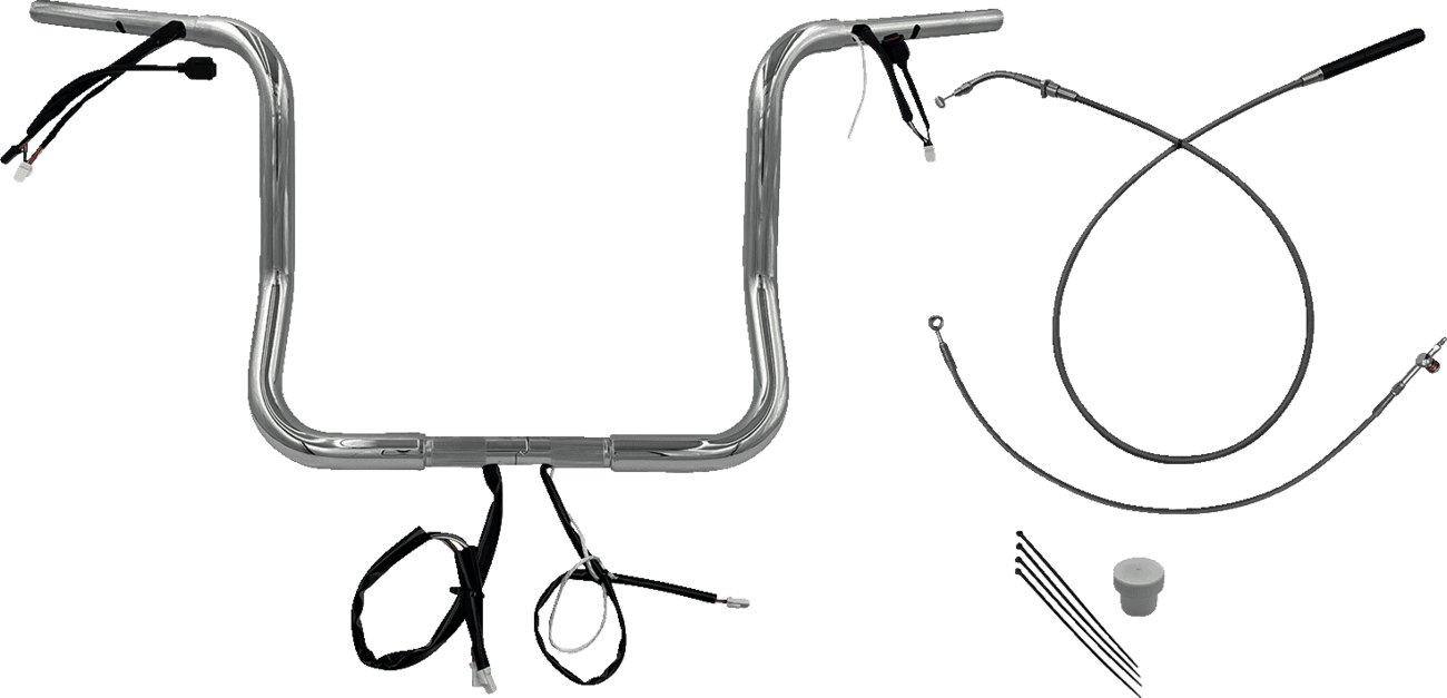 FAT BAGGERS INC. 0601-6840 1-1/4" EZ Install Round Top Handlebar - 14" - Chrome