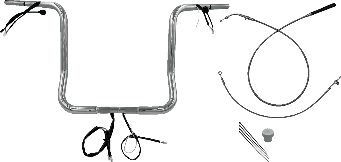 FAT BAGGERS INC. 0601-6842 1-1/4" EZ Install Round Top Handlebar - 16" - Chrome
