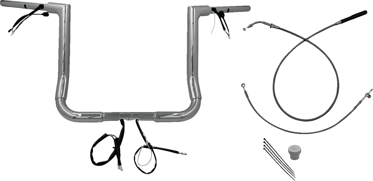 FAT BAGGERS INC. 0601-6846 1-1/2" EZ Install Flat Top Handlebar - 14" - Chrome