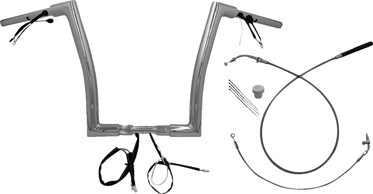 FAT BAGGERS INC. 0601-6848 1-1/2" EZ Install Flat Top Handlebar - 14" - Chrome