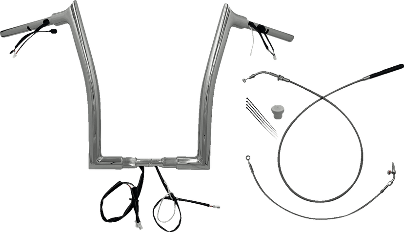 FAT BAGGERS INC. 0601-6858 1-1/2" EZ Install Pointed Top Handlebar - 16" - Chrome