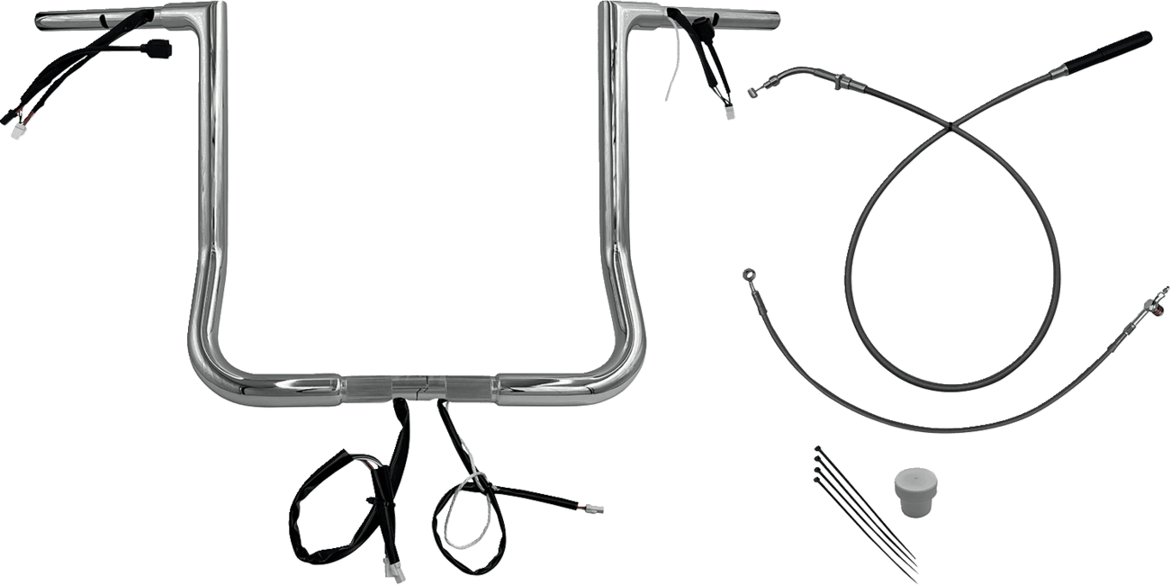 FAT BAGGERS INC. 0601-6860 EZ Install Wired Handlebar Kit - 1-1/4" - Flat Top - 16" - Chrome
