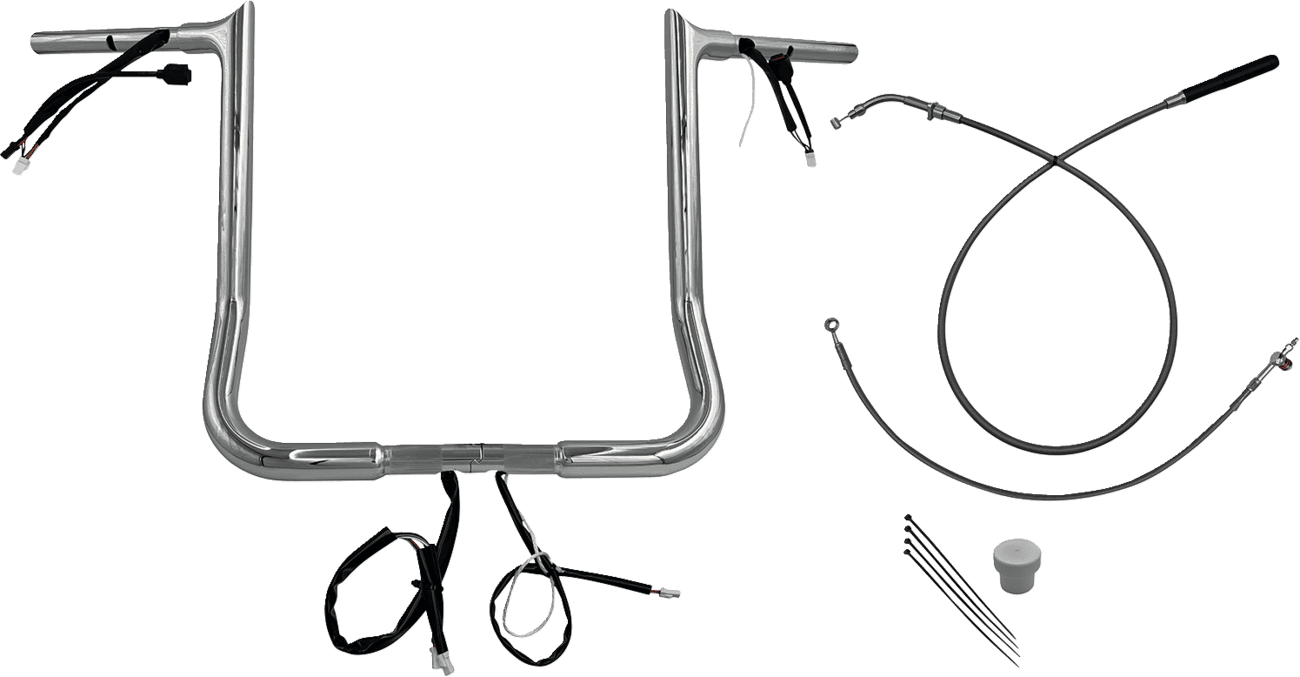 FAT BAGGERS INC. 0601-6862 EZ Install Wired Handlebar Kit - 1-1/4" - Pointed Top - 16" - Chrome