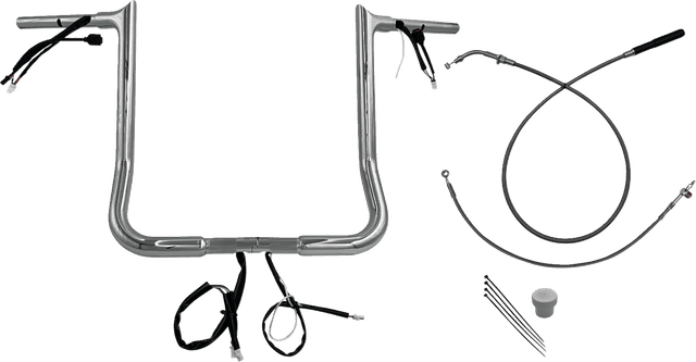 FAT BAGGERS INC. 0601-6862 EZ Install Wired Handlebar Kit - 1-1/4" - Pointed Top - 16" - Chrome