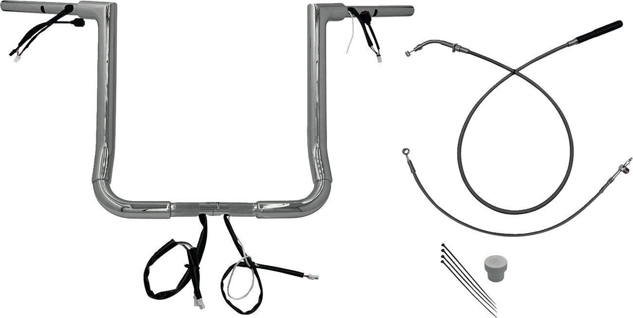 FAT BAGGERS INC. 0601-6864 EZ Install Wired Handlebar Kit - 1-1/2" - Flat Top - 16" - Chrome