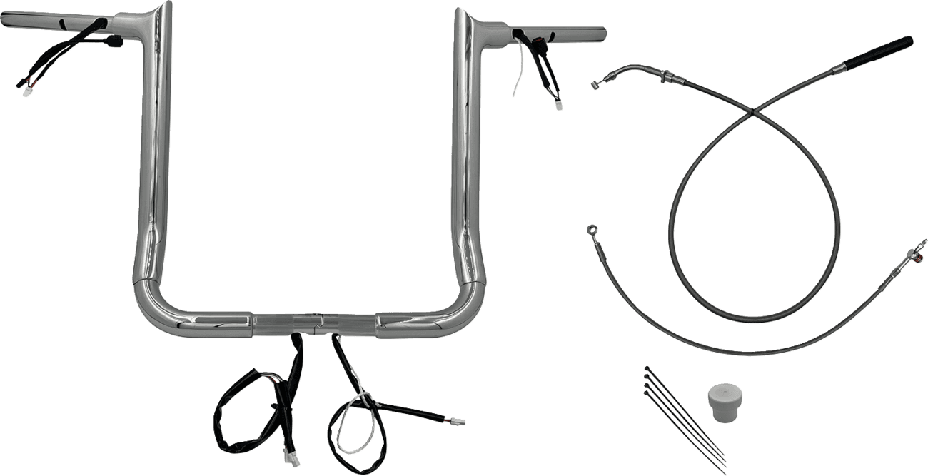 FAT BAGGERS INC. 0601-6866 EZ Install Wired Handlebar Kit - 1-1/2" - Pointed Top - 16" - Chrome