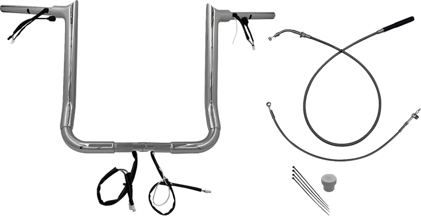 FAT BAGGERS INC. 0601-6866 EZ Install Wired Handlebar Kit - 1-1/2" - Pointed Top - 16" - Chrome