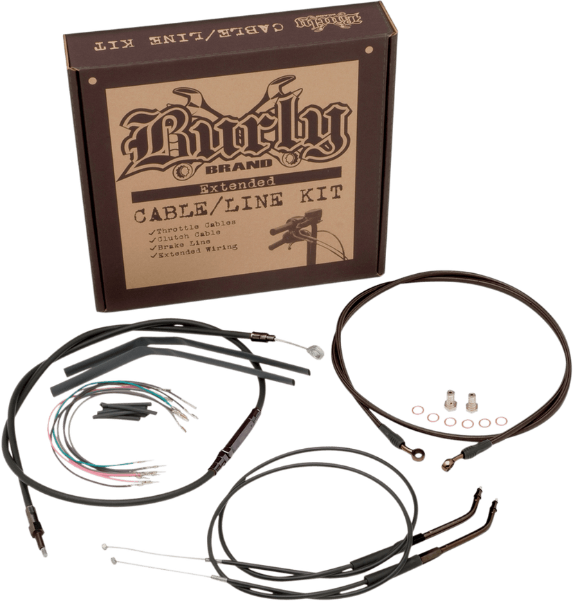 BURLY BRAND 0610-0264 Complete Black Vinyl Handlebar Cable/Line Kit for Ape Hangers - 12" - '96-'03 Sportster — image 2 of 2