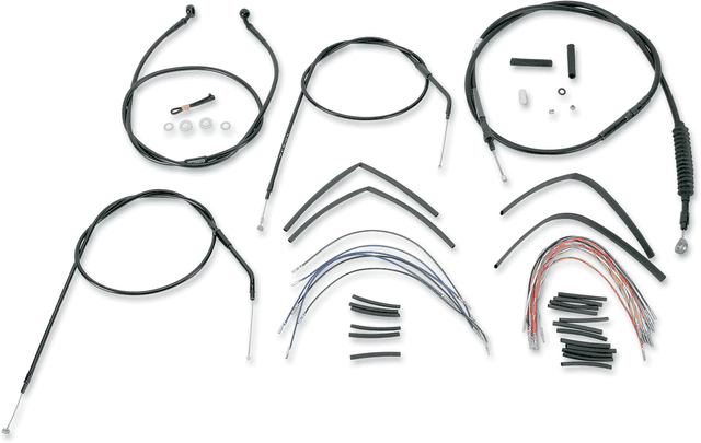 BURLY BRAND 0610-0266 Complete Black Vinyl Handlebar Cable/Line Kit for Ape Hangers - 16" - '96-'03 Sportster