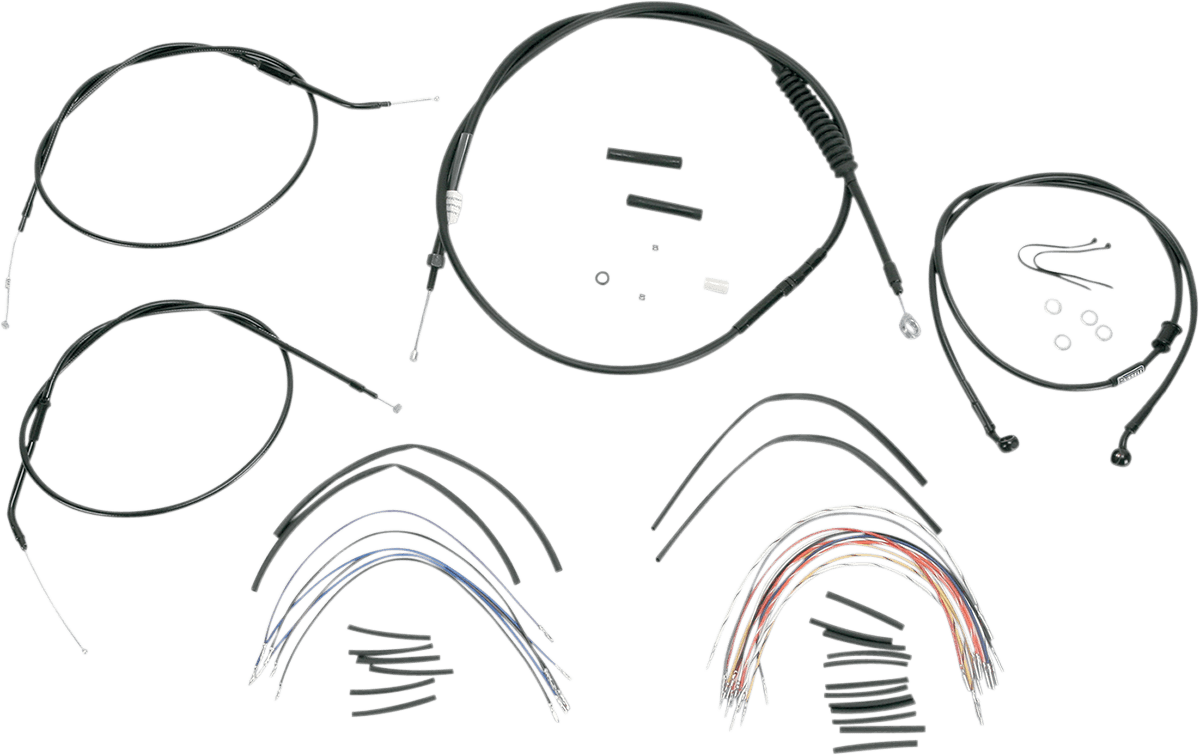 BURLY BRAND 0610-0267 Complete Black Vinyl Handlebar Cable/Line Kit for Ape Hangers - 12" - '04-'06 Sportster
