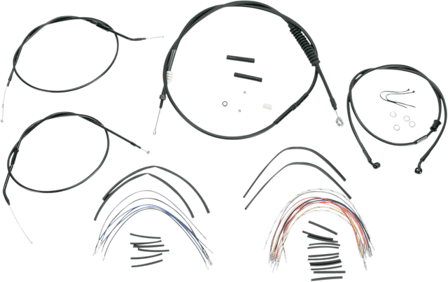 BURLY BRAND 0610-0267 Complete Black Vinyl Handlebar Cable/Line Kit for Ape Hangers - 12" - '04-'06 Sportster