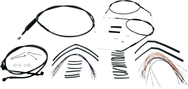 BURLY BRAND 0610-0268 Complete Black Vinyl Handlebar Cable/Line Kit for Ape Hangers - 14" - '04-'06 Sportster