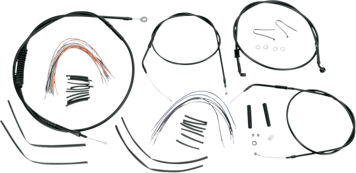 BURLY BRAND 0610-0269 Complete Black Vinyl Handlebar Cable/Line Kit for Ape Hangers - 16" - '04-'06 Sportster