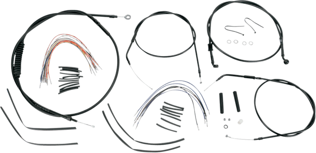 BURLY BRAND 0610-0269 Complete Black Vinyl Handlebar Cable/Line Kit for Ape Hangers - 16" - '04-'06 Sportster