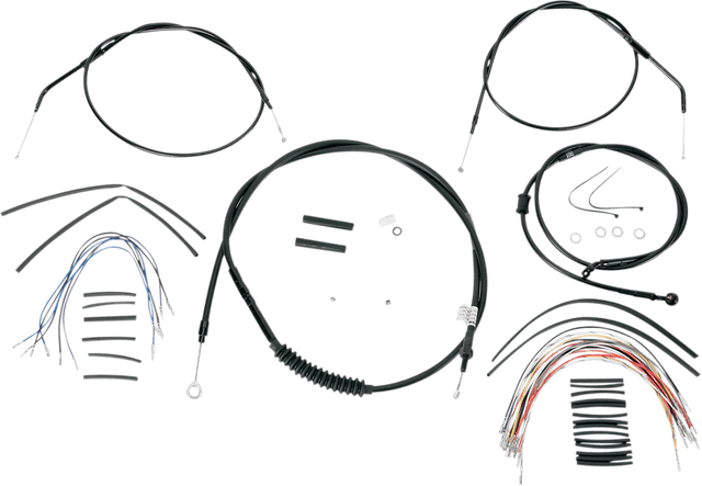 BURLY BRAND 0610-0270 Complete Black Vinyl Handlebar Cable/Line Kit for Ape Hangers - 12" - '07-'13 Sportster