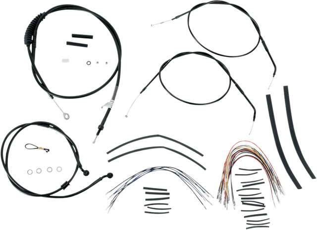 BURLY BRAND 0610-0271 Complete Black Vinyl Handlebar Cable/Line Kit for Ape Hangers - 14" - '07-'13 Sportster
