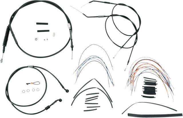 BURLY BRAND 0610-0272 Complete Black Vinyl Handlebar Cable/Line Kit for Ape Hangers - 16" - '07-'13 Sportster