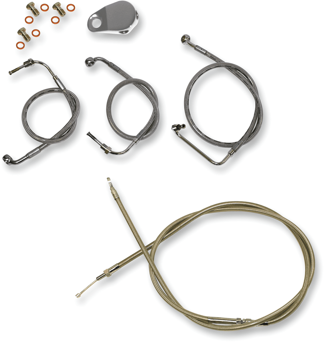 LA CHOPPERS 0610-0287 Standard Stainless Braided Handlebar Cable/Brake Line Kit - 12"-14" Ape Hangers - '08-'13 FL