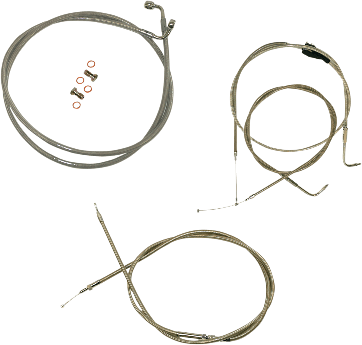 LA CHOPPERS 0610-0292 Standard Stainless Braided Handlebar Cable/Brake Line Kit - Mini Ape Hangers - '96-'07 Touring