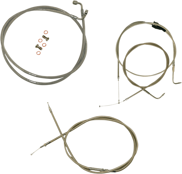 LA CHOPPERS 0610-0294 Standard Stainless Braided Handlebar Cable/Brake Line Kit - 15"-17" Ape Hangers - '96-'07 Touring