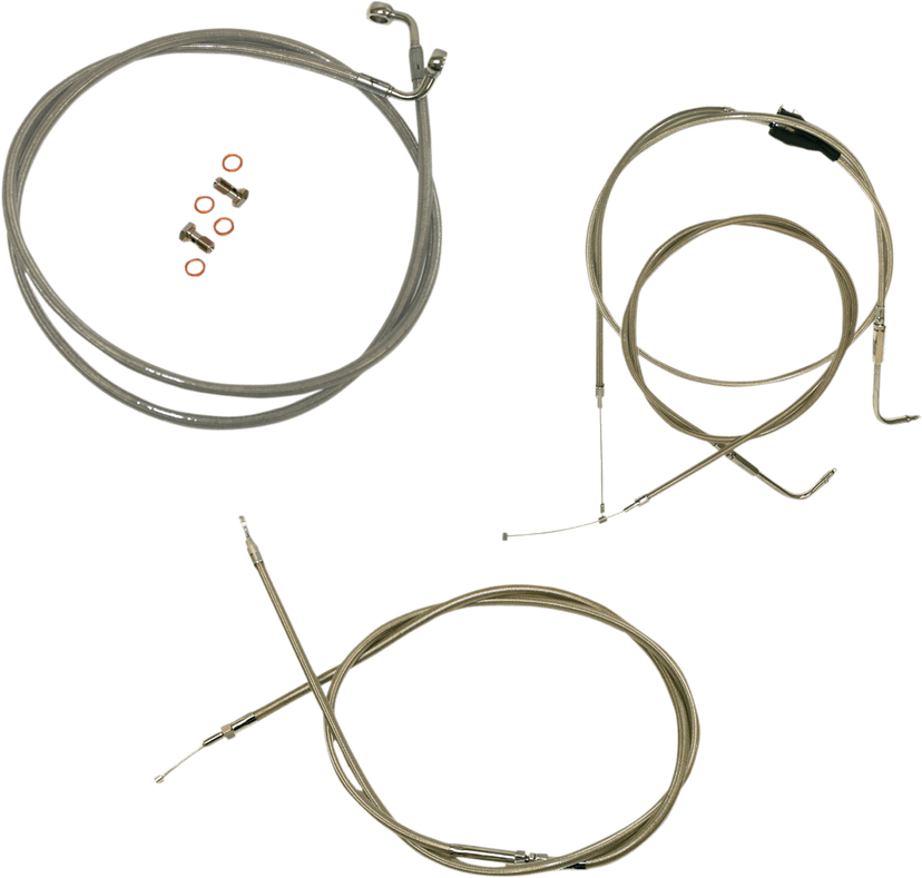 LA CHOPPERS 0610-0295 Standard Stainless Braided Handlebar Cable/Brake Line Kit - 18"-20" Ape Hangers - '96-'07 Touring