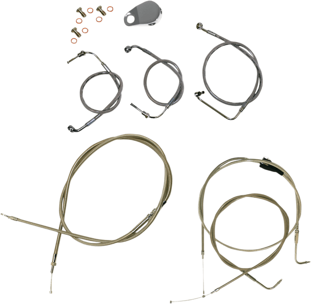 LA CHOPPERS 0610-0300 Standard Stainless Braided Handlebar Cable/Brake Line Kit - 15"-17" Ape Hangers - '96-'07 Touring