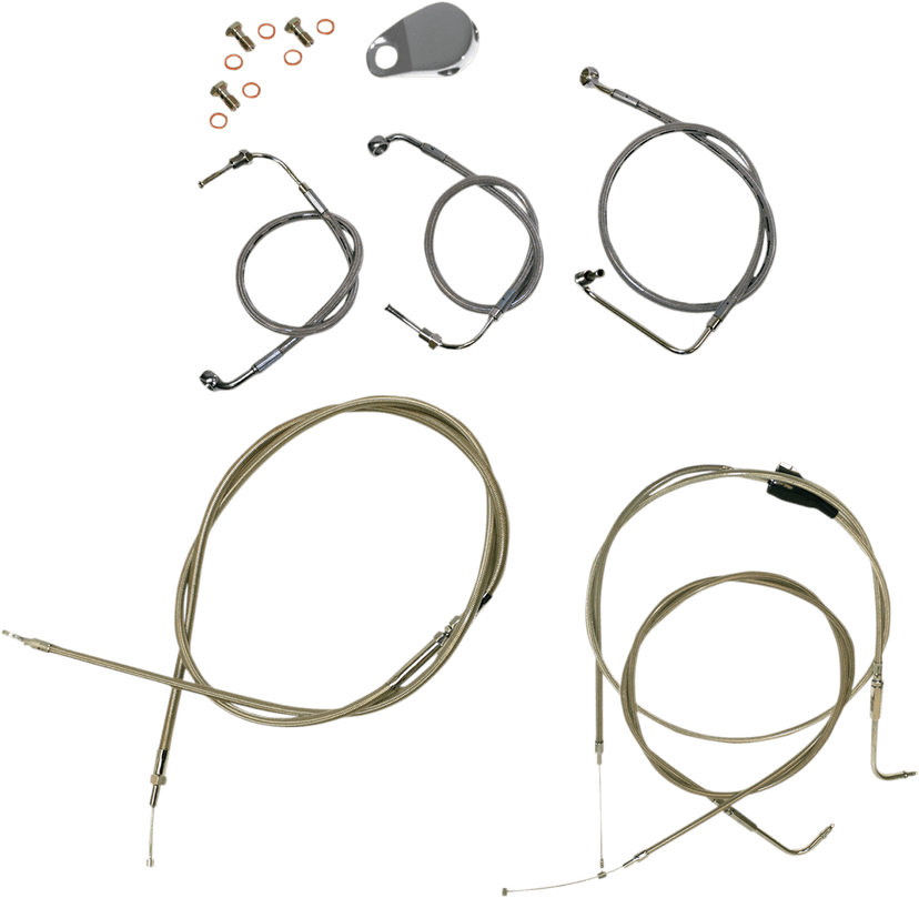LA CHOPPERS 0610-0301 Standard Stainless Braided Handlebar Cable/Brake Line Kit - 18"-20" Ape Hangers - '96-'07 Touring