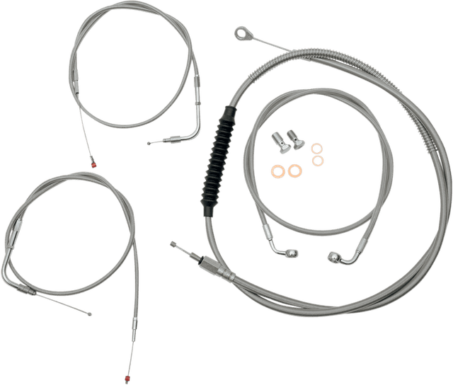 LA CHOPPERS 0610-0342 Standard Stainless Braided Handlebar Cable/Brake Line Kit - 15"-17" Ape Hangers - '96-'06 Softail