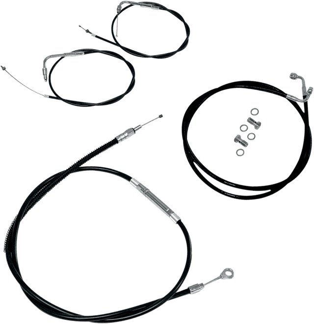 LA CHOPPERS 0610-0359 Standard Black Vinyl Handlebar Cable/Brake Line Kit - 12"-14" Ape Hangers - '07-'15 Softail