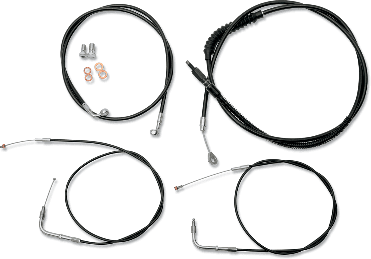LA CHOPPERS 0610-0385 Standard Black Vinyl Handlebar Cable/Brake Line Kit - 18"-20" Ape Hangers - '00-'06 FXST