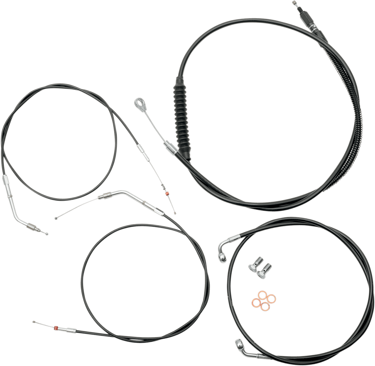 LA CHOPPERS 0610-0426 Standard Black Vinyl Handlebar Cable/Brake Line Kit - Mini Ape Hangers - '07-'22 Sportster