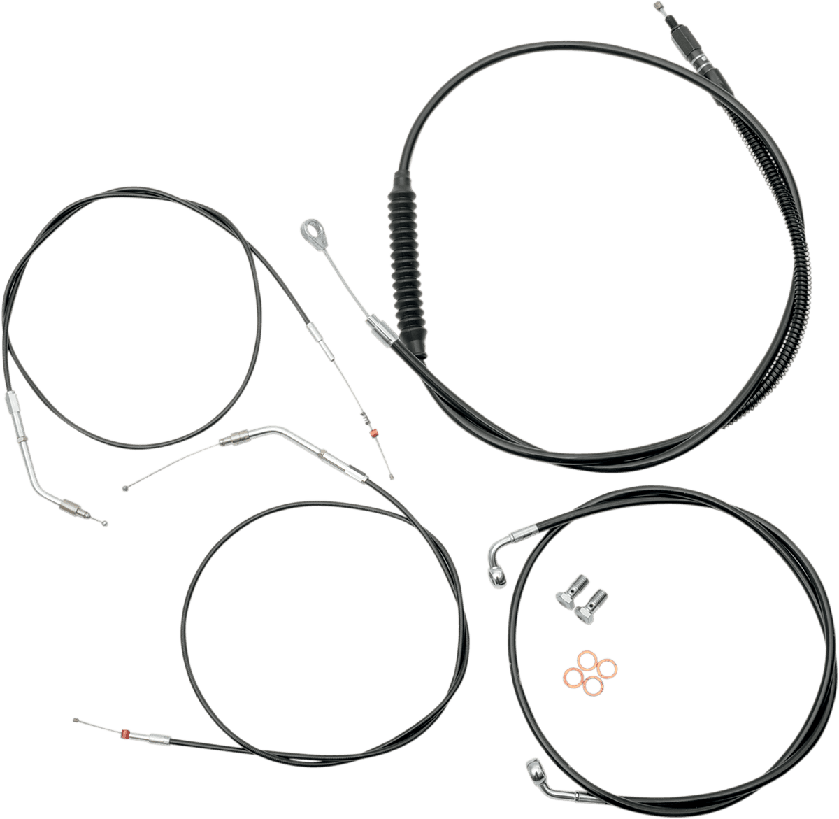 LA CHOPPERS 0610-0435 Standard Black Vinyl Handlebar Cable/Brake Line Kit - 12"-14" Ape Hangers - '04-'06 Sportster