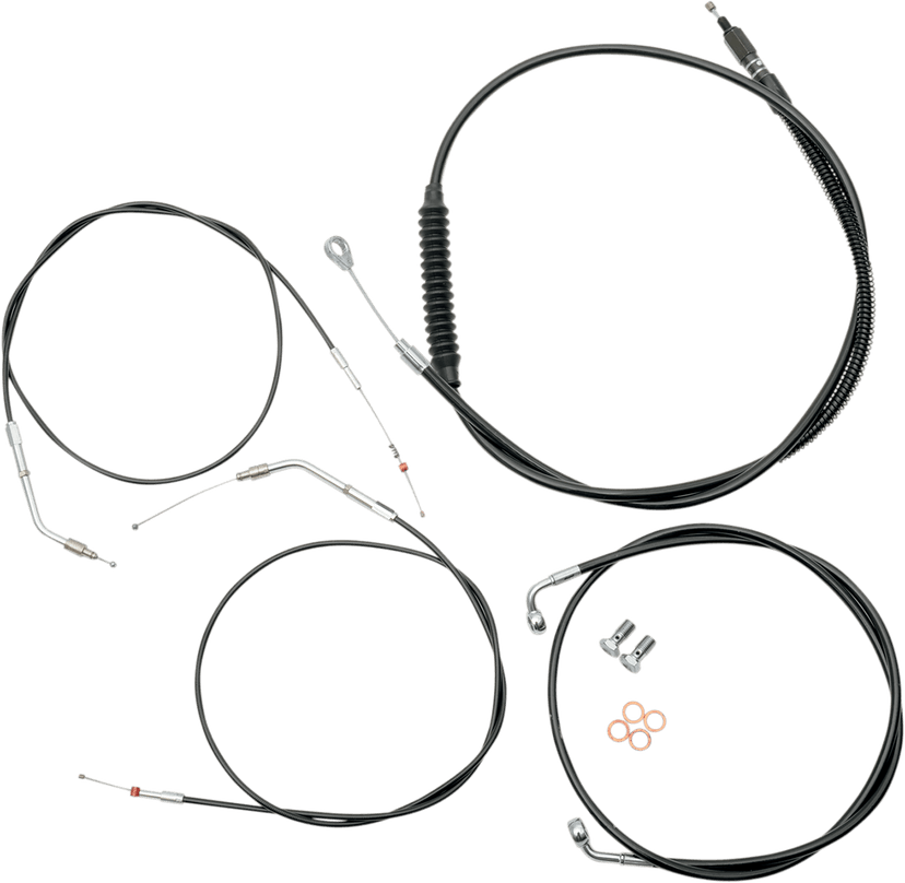 LA CHOPPERS 0610-0435 Standard Black Vinyl Handlebar Cable/Brake Line Kit - 12"-14" Ape Hangers - '04-'06 Sportster