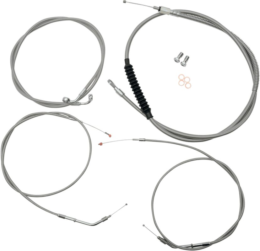 LA CHOPPERS 0610-0439 Standard Stainless Braided Handlebar Cable/Brake Line Kit - 12"-14" Ape Hangers - '96-'03 Sportster