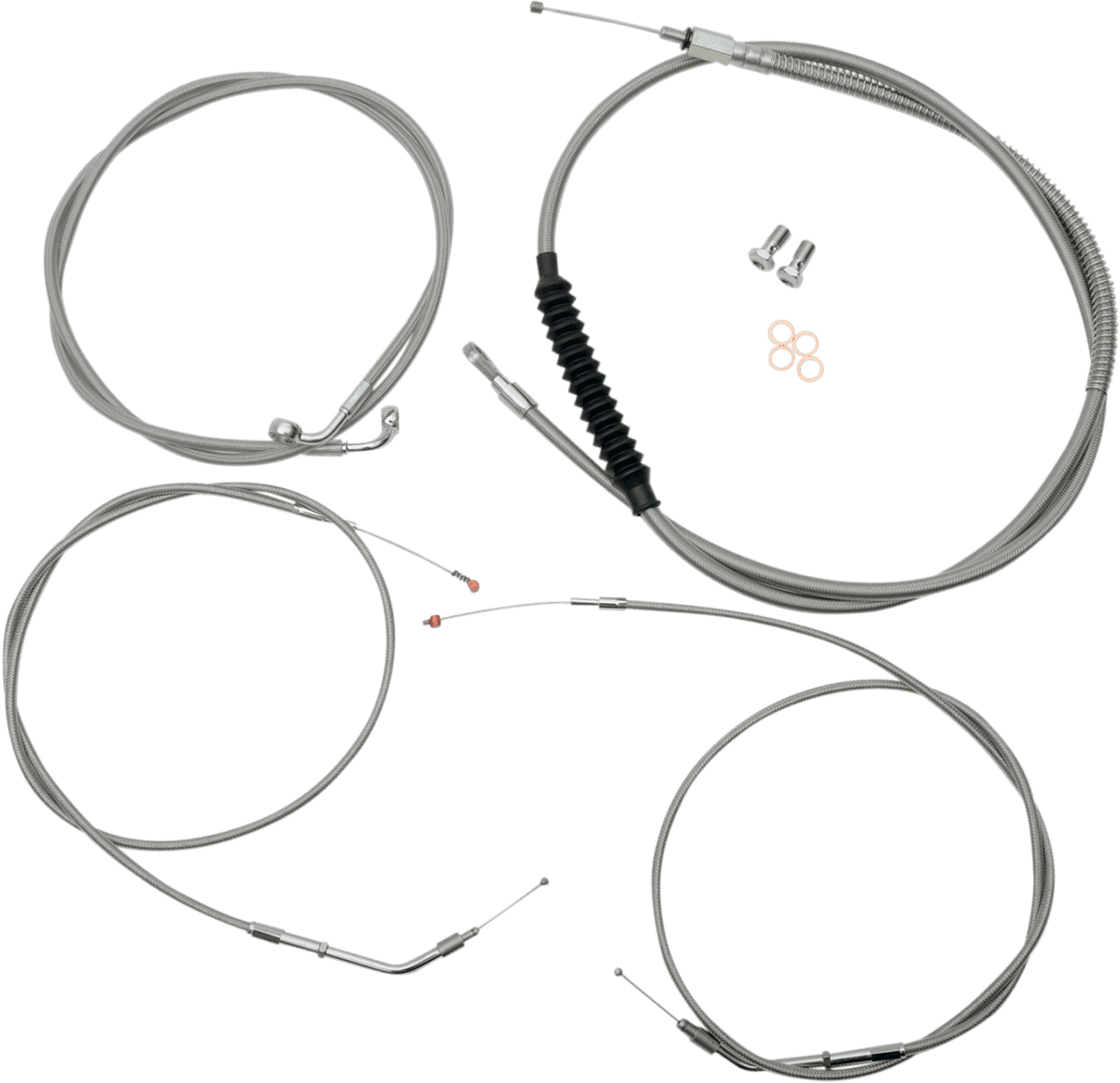 LA CHOPPERS 0610-0441 Standard Stainless Braided Handlebar Cable/Brake Line Kit - 18"-20" Ape Hangers - '96-'03 Sportster
