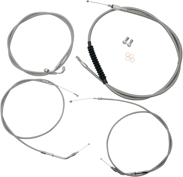 LA CHOPPERS 0610-0441 Standard Stainless Braided Handlebar Cable/Brake Line Kit - 18"-20" Ape Hangers - '96-'03 Sportster