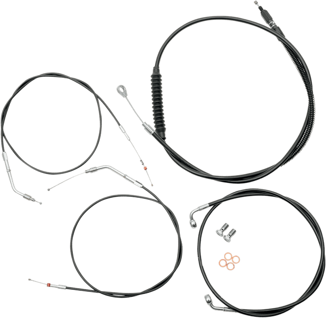 LA CHOPPERS 0610-0443 Standard Black Vinyl Handlebar Cable/Brake Line Kit - 12"-14" Ape Hangers - '96-'03 Sportster