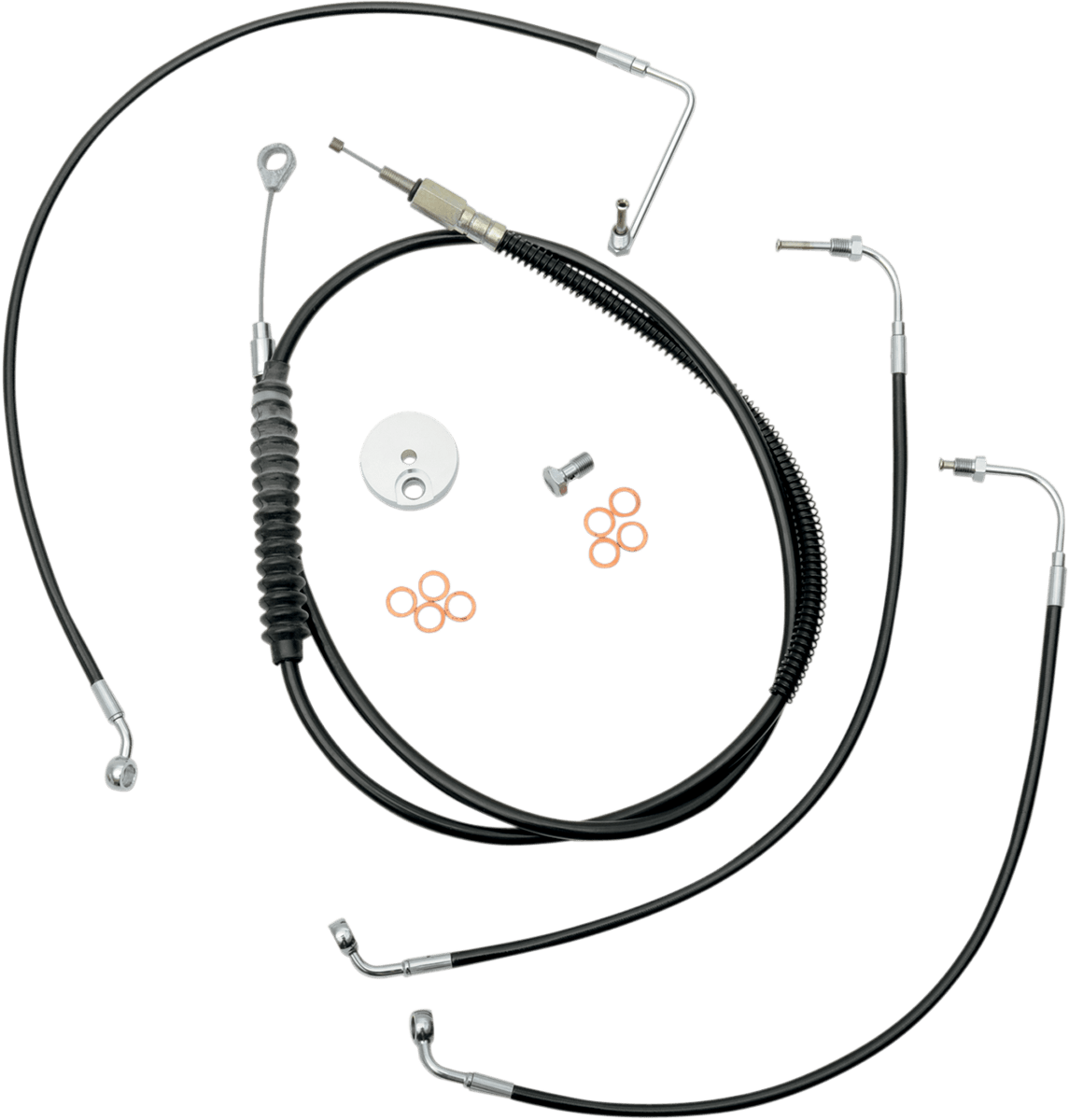 LA CHOPPERS 0610-0449 Standard Black Vinyl Handlebar Cable/Brake Line Kit - 12"-14" Ape Hangers - '08-'13 FL